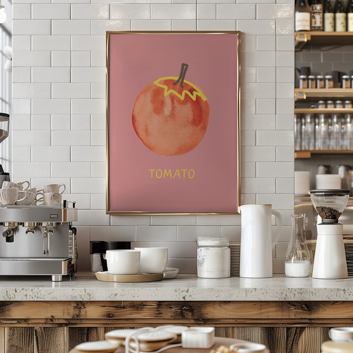 Tomato in Pink Framed Art Modern Wall Decor