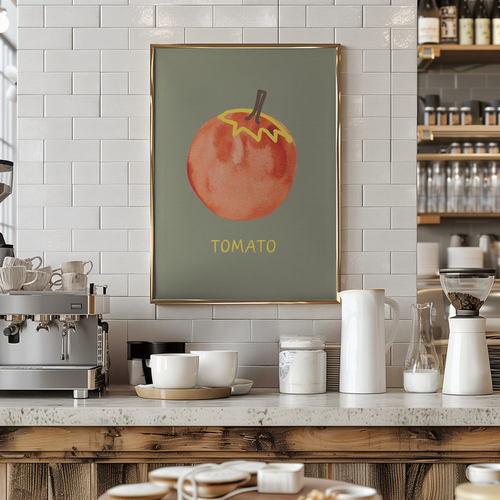 Tomato in Green Framed Art Modern Wall Decor