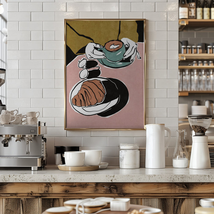 Croissant et café au lait Framed Art Wall Decor