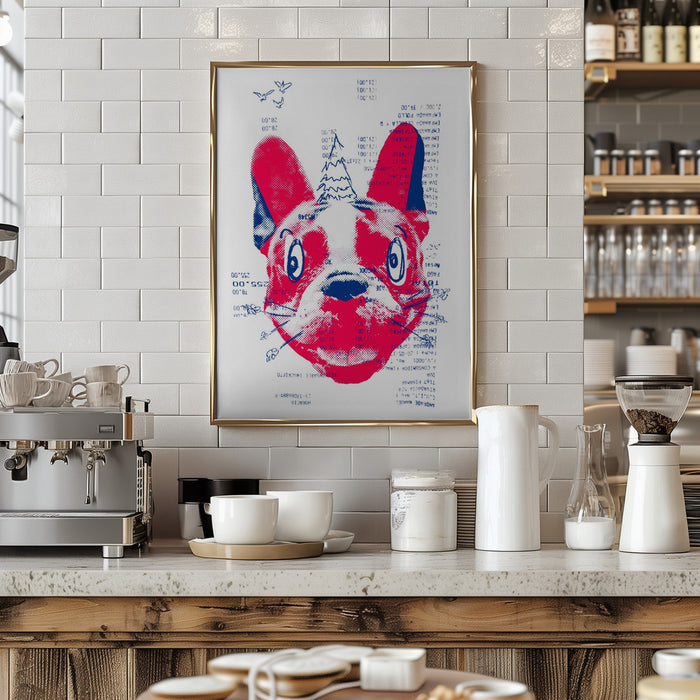 Absurd French Bulldog with a Tree Framed Art Modern Wall Decor