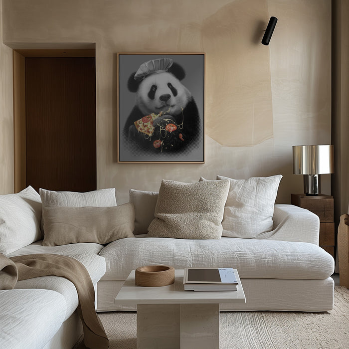 panda loves pizza Framed Art Modern Wall Decor