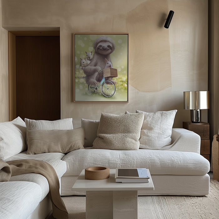 SLOTH GO RIDING Framed Art Modern Wall Decor