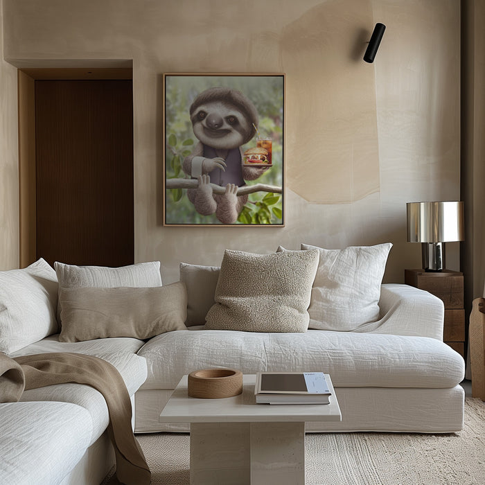 SLOTH ONTREE DELIVERY Framed Art Wall Decor