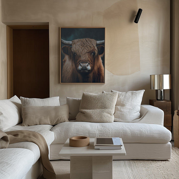 Highland Cow Framed Art Modern Wall Decor