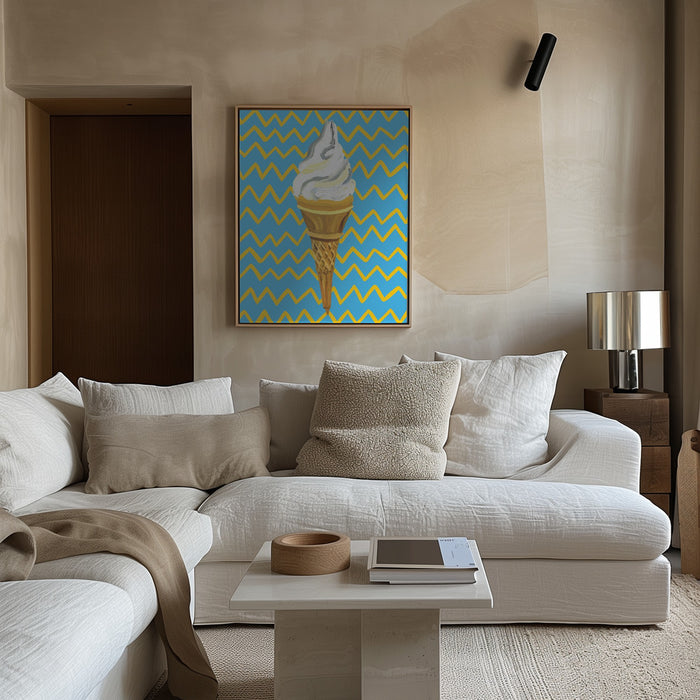 Ice Cream Blue Framed Art Wall Decor