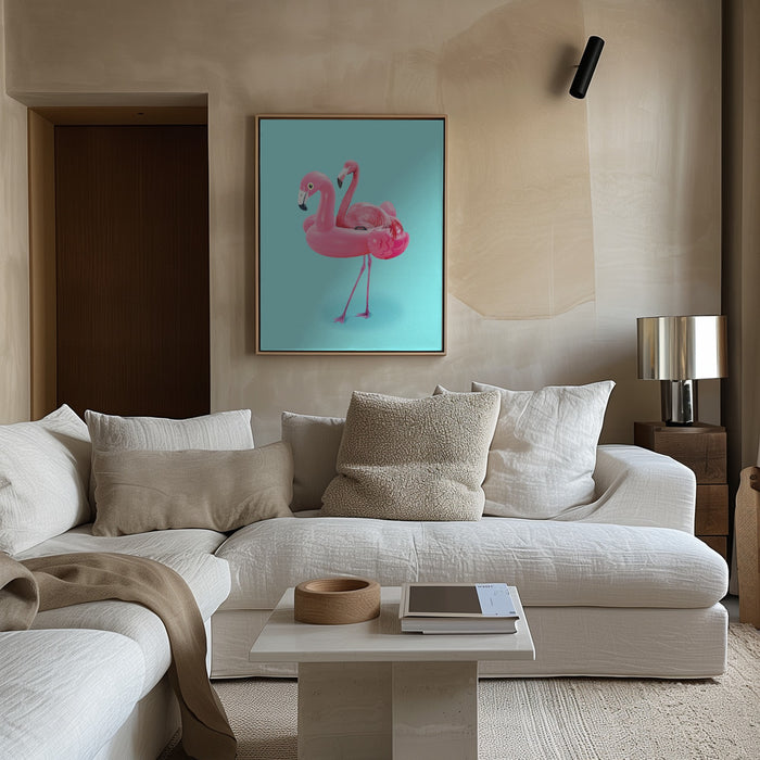 Flamingo on Resort Framed Art Modern Wall Decor