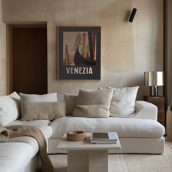 Venezia Poster Dark Framed Art Modern Wall Decor