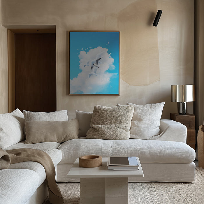 Fly Free Birds Cloud Framed Art Modern Wall Decor