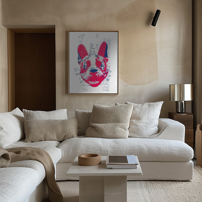 Absurd French Bulldog with a Tree Framed Art Modern Wall Decor