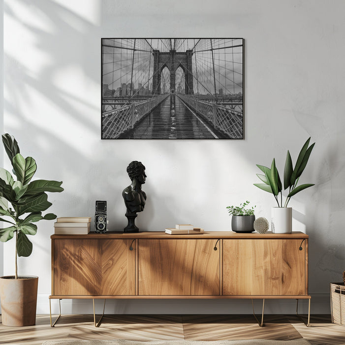 Brooklyn Bridge Landscape Framed Art - Monogrammed Groomsmen Gift