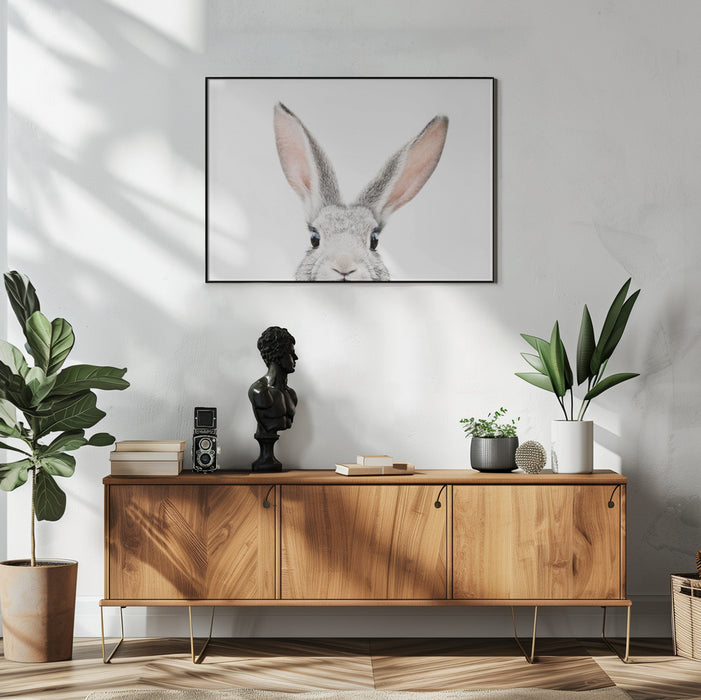 Bunny Landscape Framed Art Peeking Bunny with Scenic Background - Perfect Wall Decor for Any Room