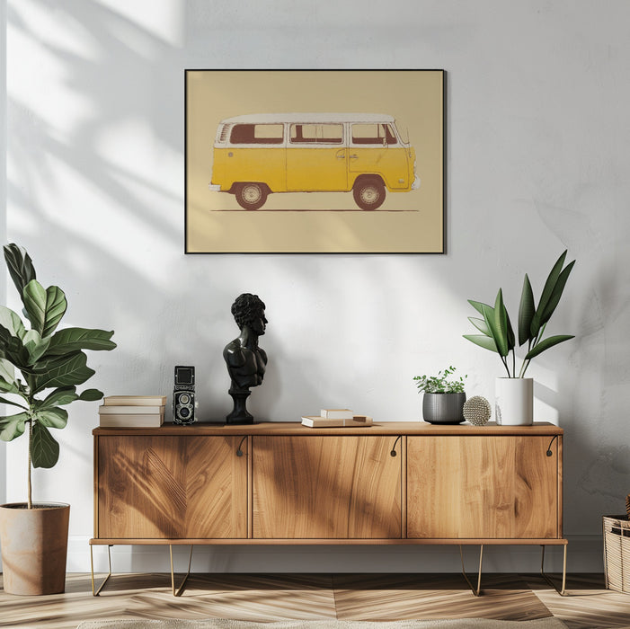 Yellow Van Landscape Framed Art - Nature Inspired Wall Decoration