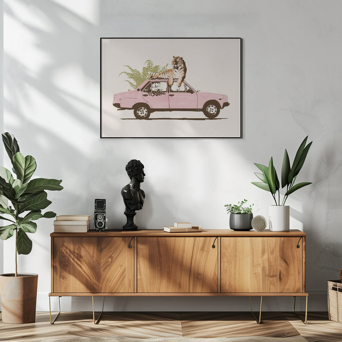 Framed Tiger Landscape Art Print - Perfect for Car Lovers