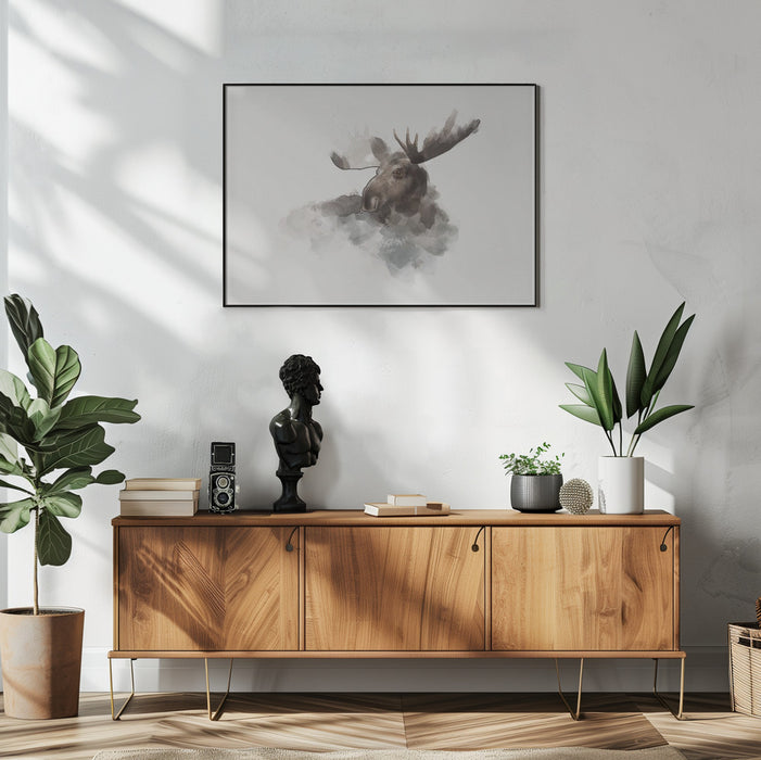 Elk Landscape Framed Art - Nature-Themed Wall Decor for Rustic Home Interiors