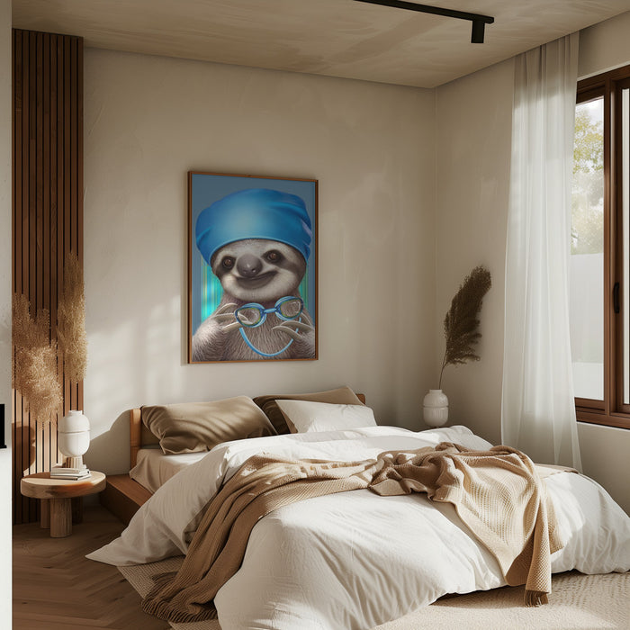 SLOTH WITH GOGGLES Framed Art Wall Decor