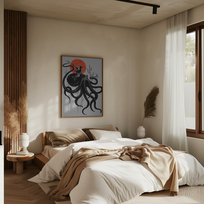 RIDING THE OCTOPUS Framed Art Wall Decor