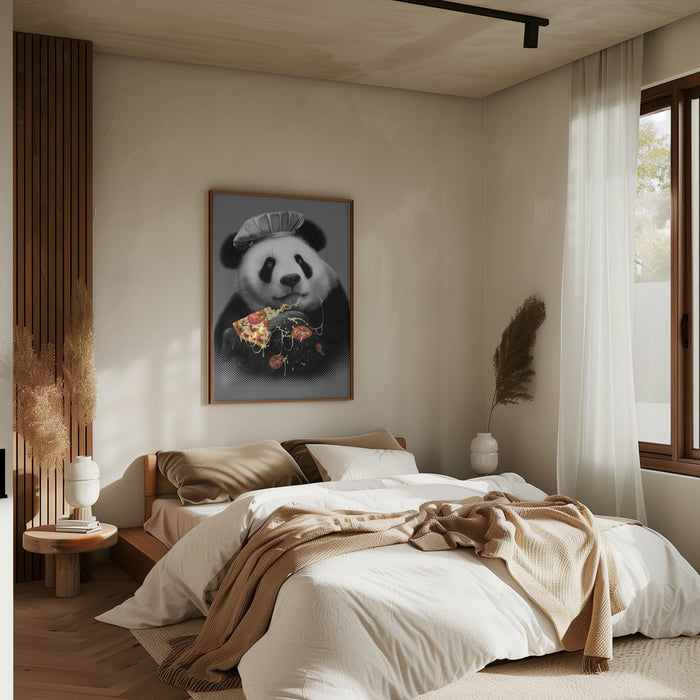 panda loves pizza Framed Art Modern Wall Decor