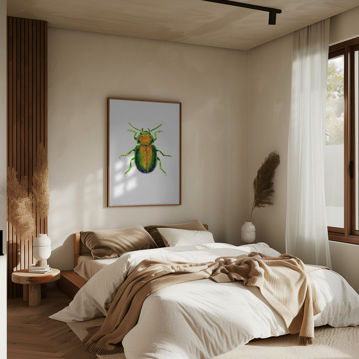 Tansy beetle or Chrysolina graminis Framed Art Modern Wall Decor