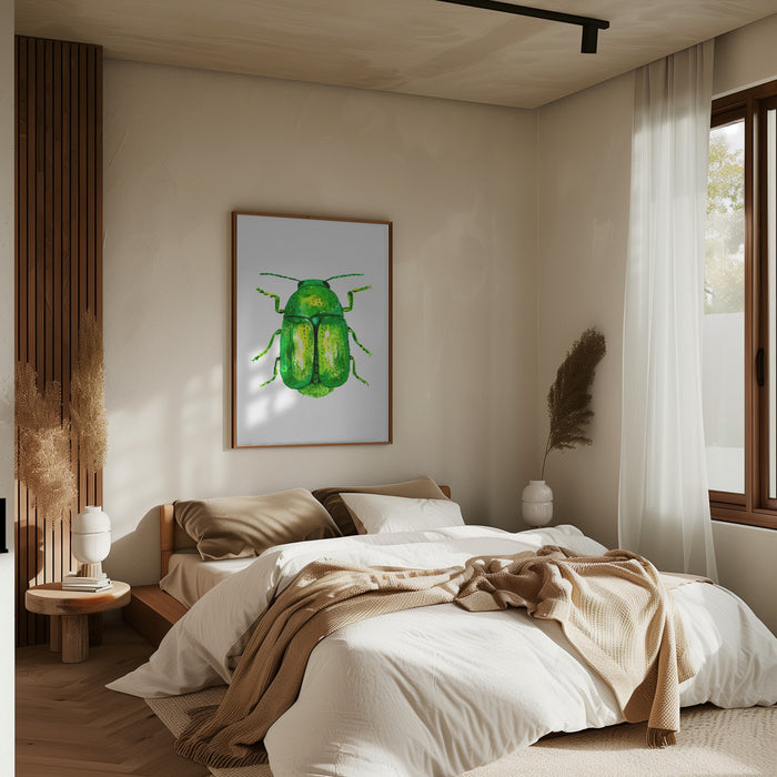 Cylindrical leaf beetle or Cryptocephalus sericeus Framed Art Wall Decor