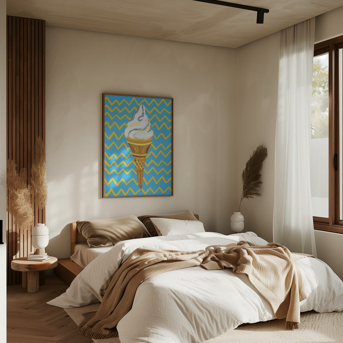 Ice Cream Blue Framed Art Wall Decor