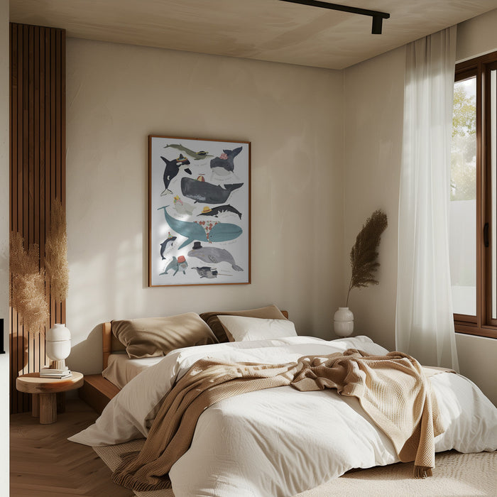 Whales In Hats Framed Art Wall Decor