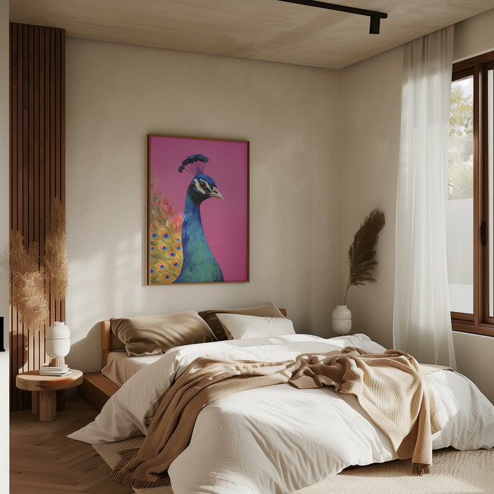 Beautiful Peacock Framed Art Modern Wall Decor