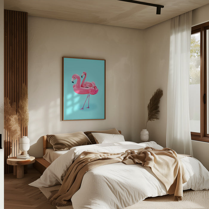 Flamingo on Resort Framed Art Modern Wall Decor