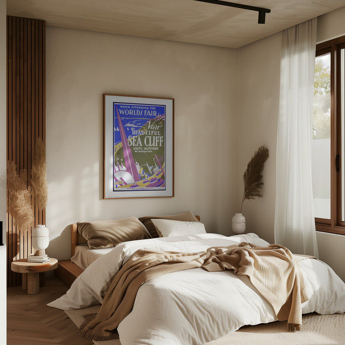 When Attending the Worlds Fair, Visit Beautiful Sea Cliff Framed Art Modern Wall Decor