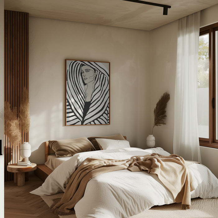 Striped Coat Framed Art Modern Wall Decor