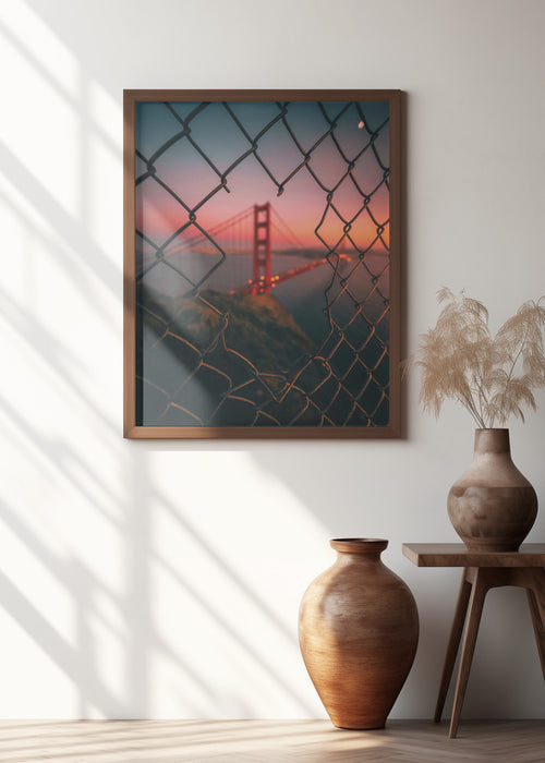 Golden Gate Caged Framed Art Modern Wall Decor