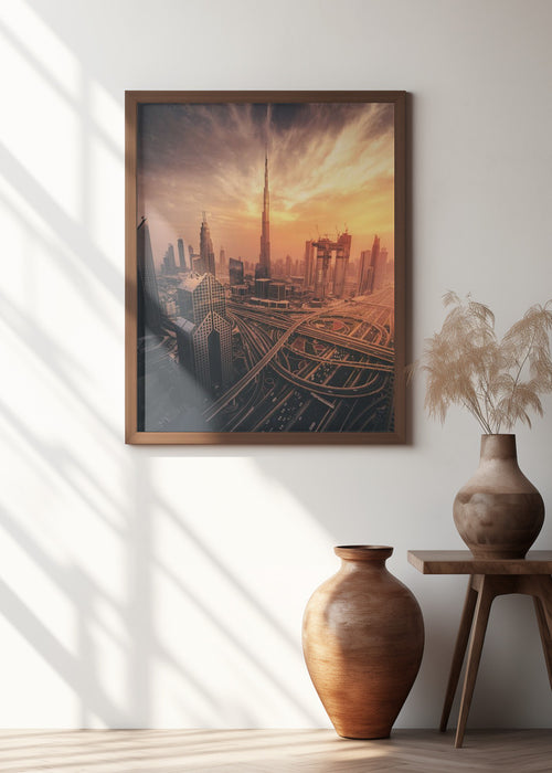 Dubai's Fiery sunset Framed Art Modern Wall Decor