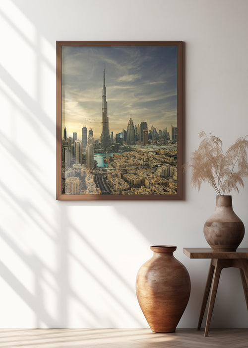 Downtown sunset view Framed Art Modern Wall Decor