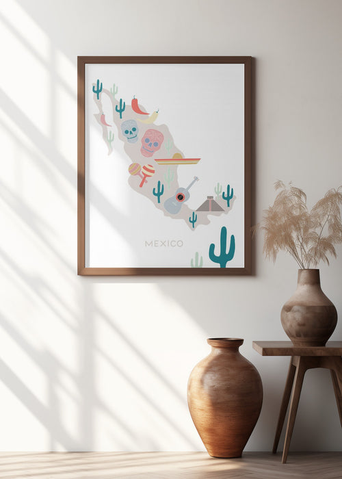 Mexico Map No 1 Framed Art Modern Wall Decor