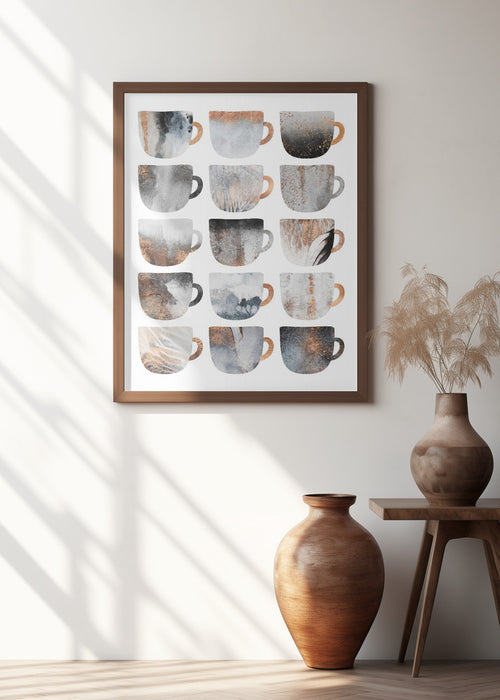 Dreamy Coffee Cups Framed Art Modern Wall Decor