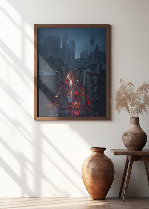 Raining China Town Framed Art Wall Decor