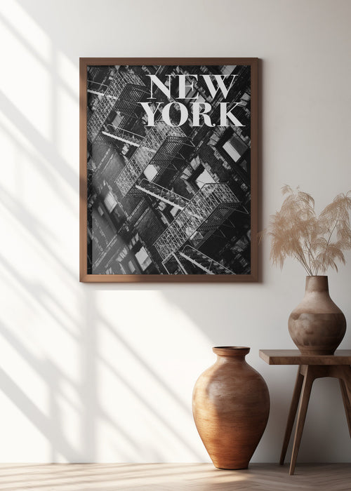 NYC Fire Escapes Framed Art Modern Wall Decor