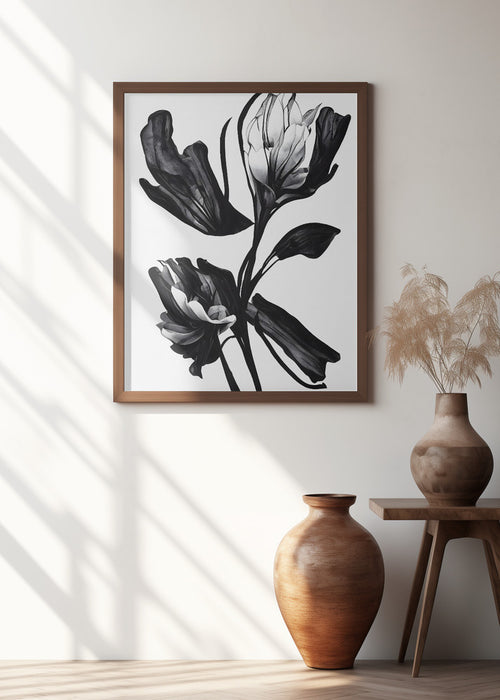 Black Flower Framed Art Modern Wall Decor