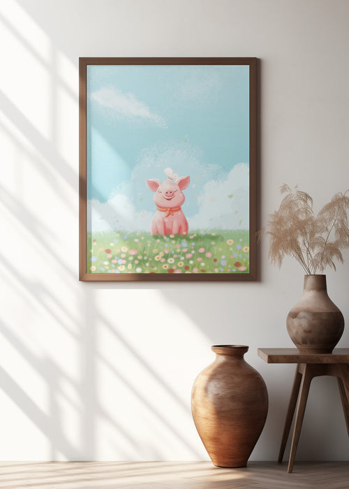 Cute Pig Framed Art Modern Wall Decor