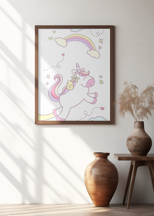 Unicorn and Baby girl Framed Art Wall Decor