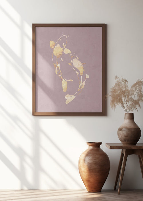 Pink Gold Koi Fish 1 Framed Art Modern Wall Decor