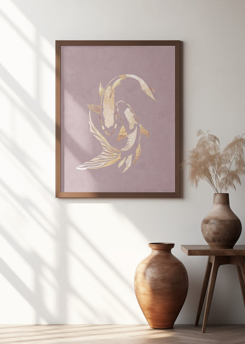 Pink gold koi fish 2 Framed Art Modern Wall Decor