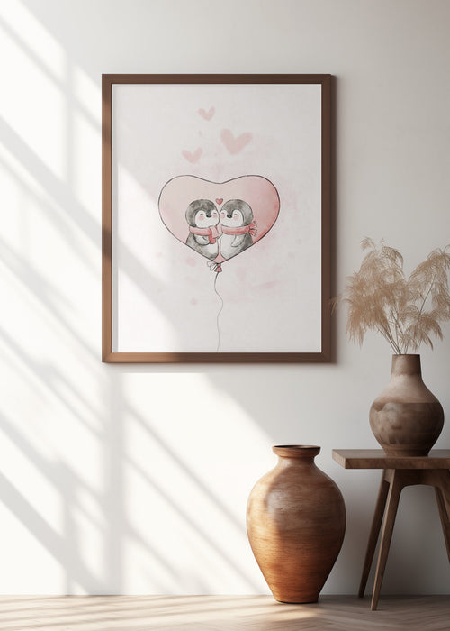 Penguin in love Framed Art Wall Decor