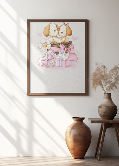 Puppy in Love Framed Art Modern Wall Decor