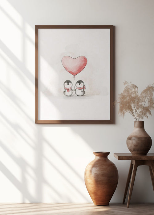 Penguin in Love Framed Art Modern Wall Decor