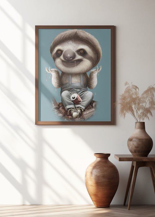 SLOTH DON'T CARE Framed Art Wall Decor