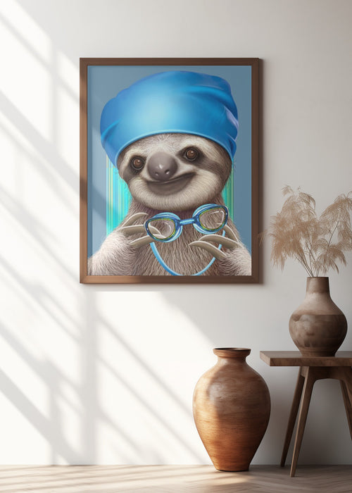 SLOTH WITH GOGGLES Framed Art Wall Decor