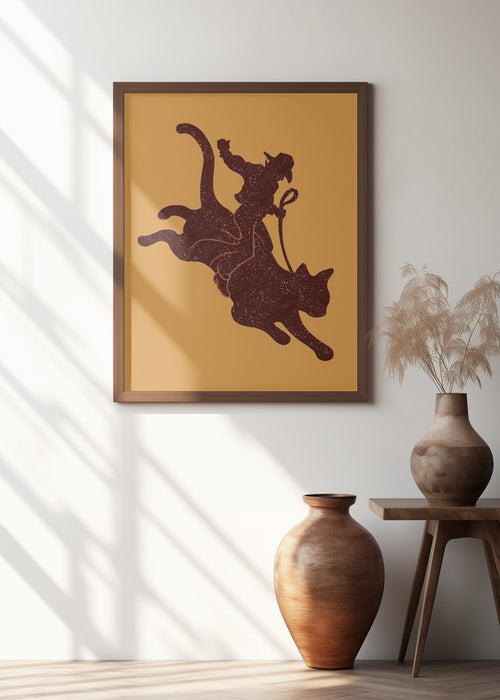 RODEO CAT Framed Art Modern Wall Decor