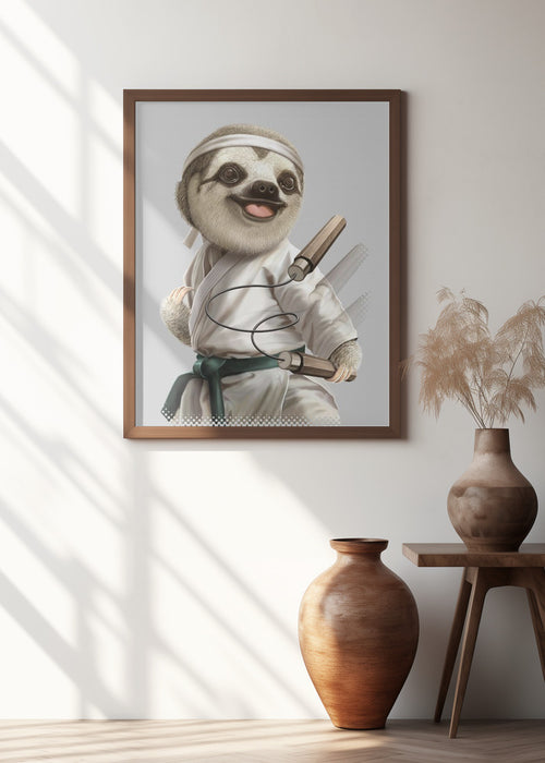 karate sloth Framed Art Wall Decor