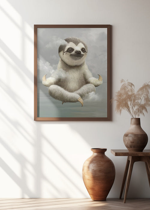 sloth meditating Framed Art Wall Decor