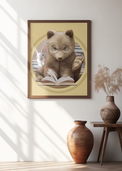 bear sharing knowledge Framed Art Modern Wall Decor